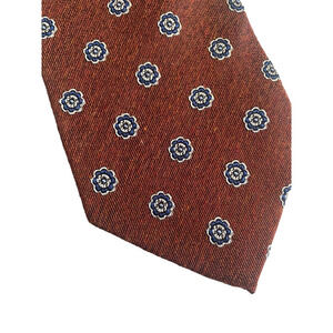 Bocara Tie 60" Long / Tall Man Brown Burgundy Blue Floral Print Silk Cotton
